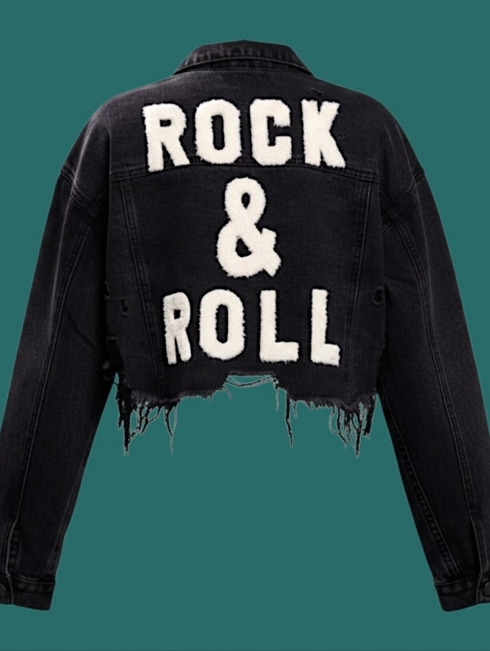 Trio Urban | Designer 🤟Rock & Roll🎸 Relaxed-fit Cropped Denim Jacket🔥